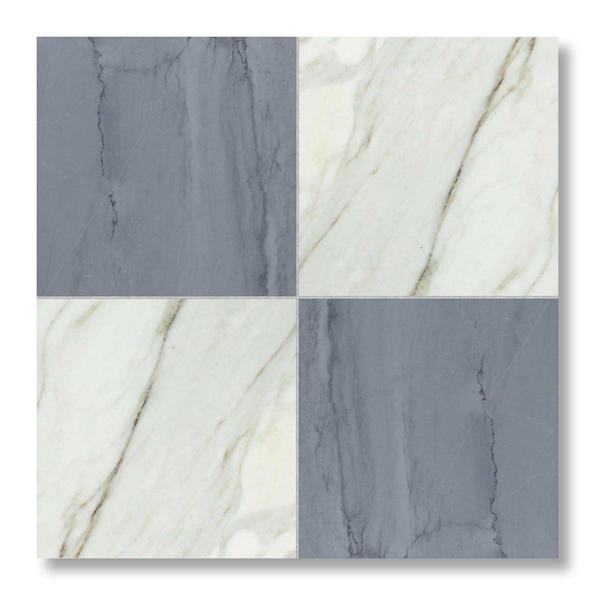 12x12 Checkerboard Tile - Bardiglio Imperiale & Calacatta Gold Honed Marble - American Tile Depot