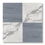 18x18 Checkerboard Tile - Bardiglio Imperiale & Italian Statuary Honed Marble - American Tile Depot