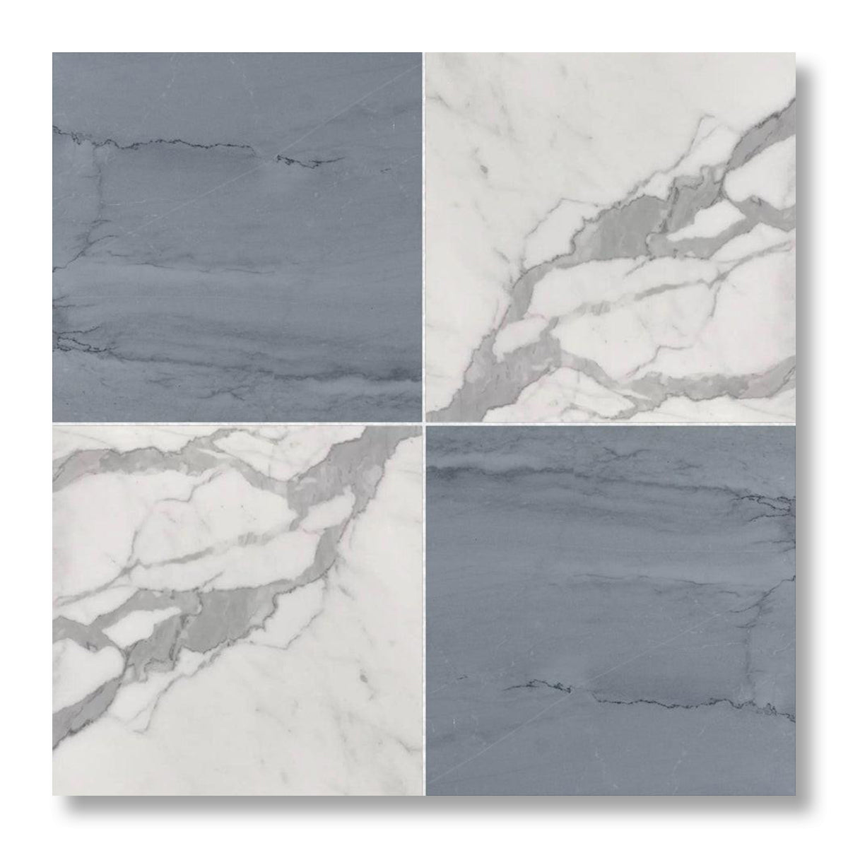 18x18 Checkerboard Tile - Bardiglio Imperiale & Italian Statuary Honed Marble - American Tile Depot