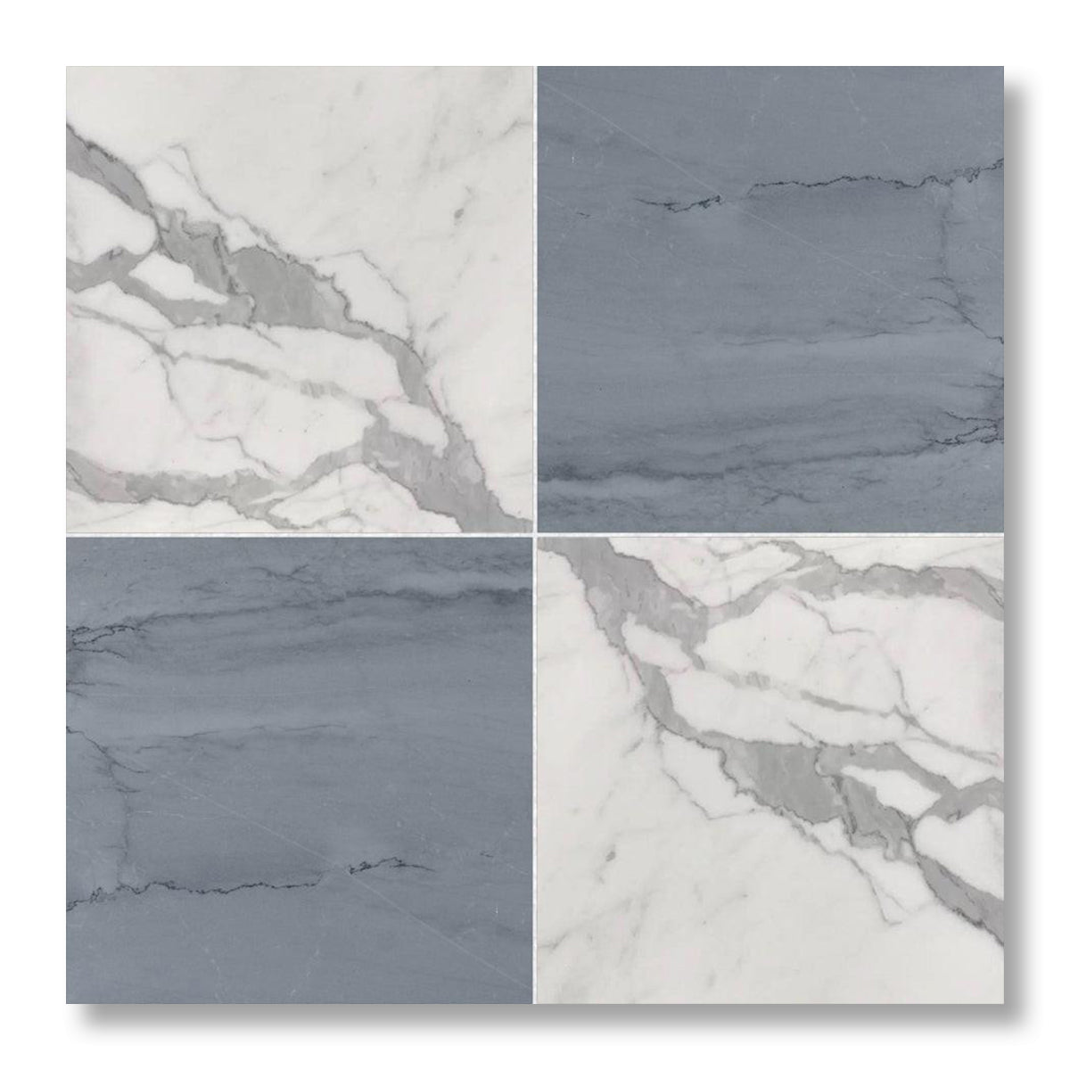 18x18 Checkerboard Tile - Bardiglio Imperiale & Italian Statuary Honed Marble - American Tile Depot