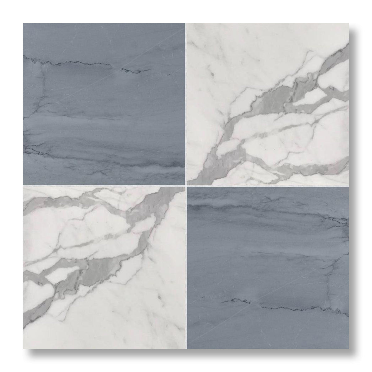 18x18 Checkerboard Tile - Bardiglio Imperiale & Italian Statuary Honed Marble - American Tile Depot