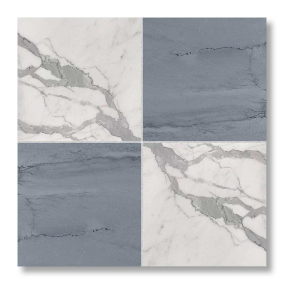 18x18 Checkerboard Tile - Bardiglio Imperiale & Italian Statuary Honed Marble - American Tile Depot