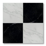 18x18 Checkerboard Tile - Black Marquina & Asian Statuary Polished Marble - American Tile Depot