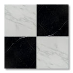 18x18 Checkerboard Tile - Black Marquina & Asian Statuary Polished Marble - American Tile Depot