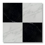 18x18 Checkerboard Tile - Black Marquina & Asian Statuary Polished Marble - American Tile Depot