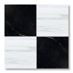 18x18 Checkerboard Tile - Black Marquina & Bianco Dolomite Honed Marble - American Tile Depot