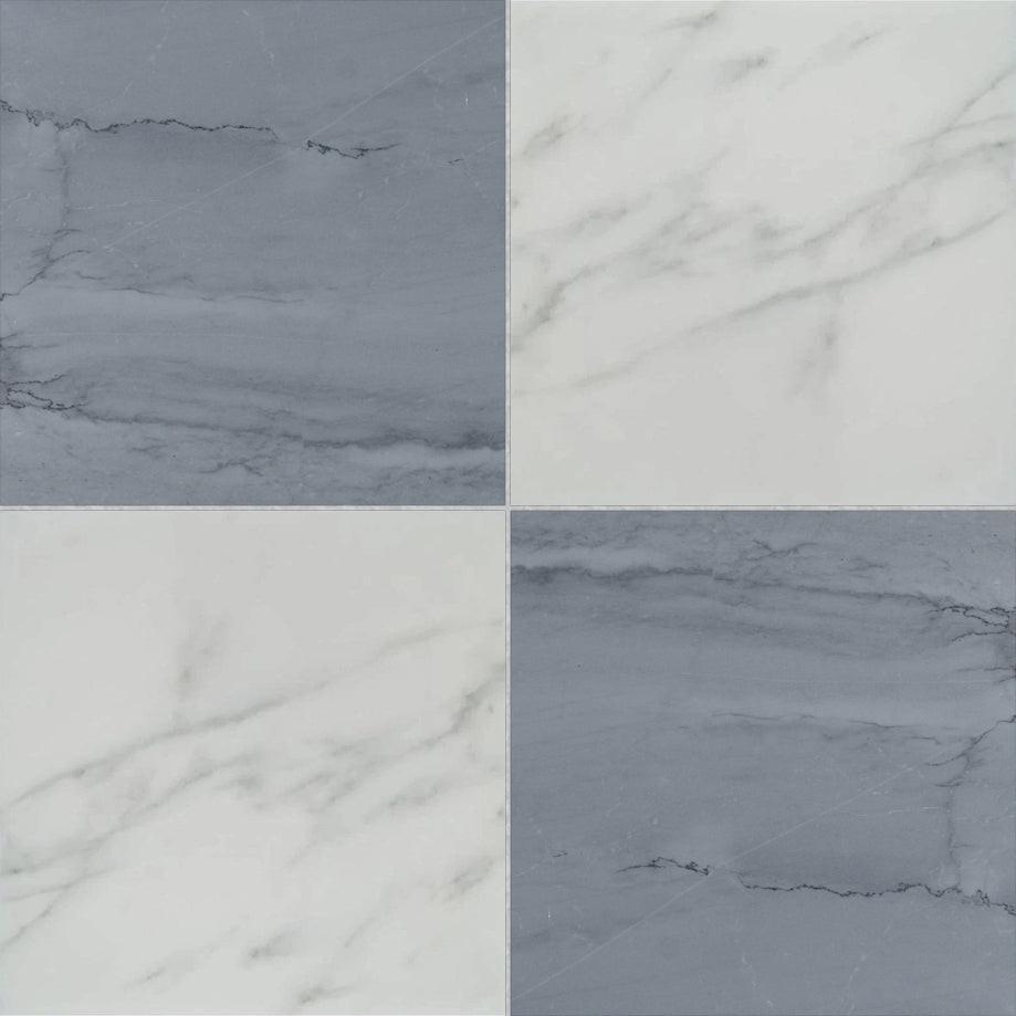 18x18 Checkerboard Tile - Bardiglio Imperiale & Asian Statuary Honed Marble 18x18 Checkerboard Tile - Bardiglio Imperiale & Asian Statuary Honed Marble - American Tile Depot
