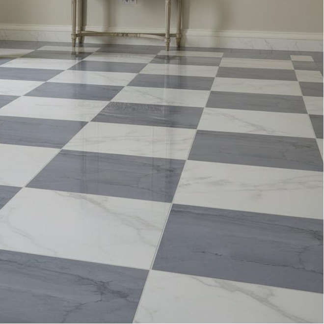 18x18 Checkerboard Tile - Bardiglio Imperiale & Asian Statuary Polished Marble - American Tile Depot