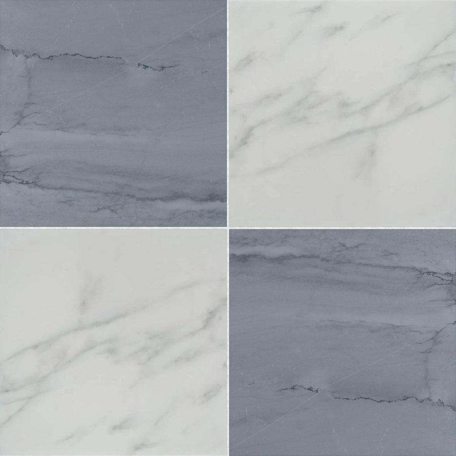 18x18 Checkerboard Tile - Bardiglio Imperiale & Asian Statuary Polished Marble 18x18 Checkerboard Tile - Bardiglio Imperiale & Asian Statuary Polished Marble - American Tile Depot