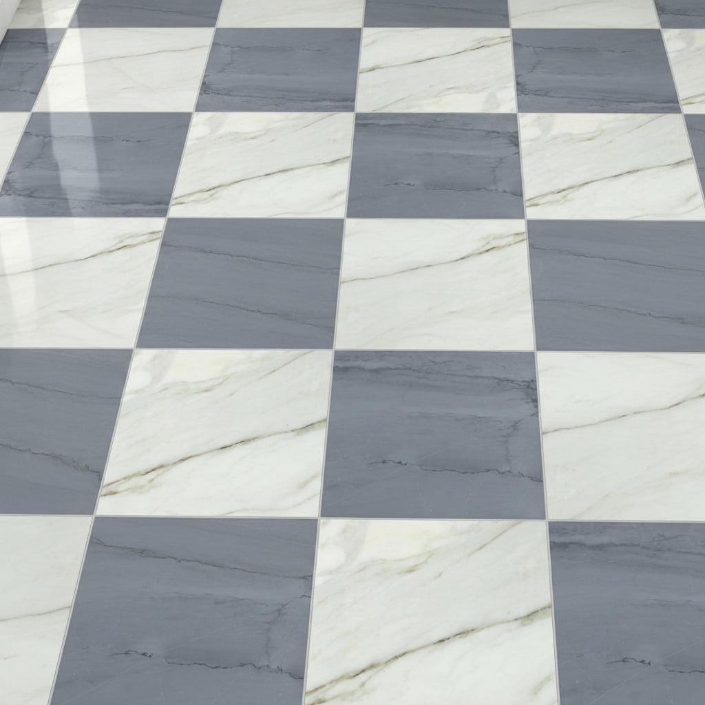 18x18 Checkerboard Tile - Bardiglio Imperiale & Calacatta Gold Polished Marble 18x18 Checkerboard Tile - Bardiglio Imperiale & Calacatta Gold Polished Marble - American Tile Depot