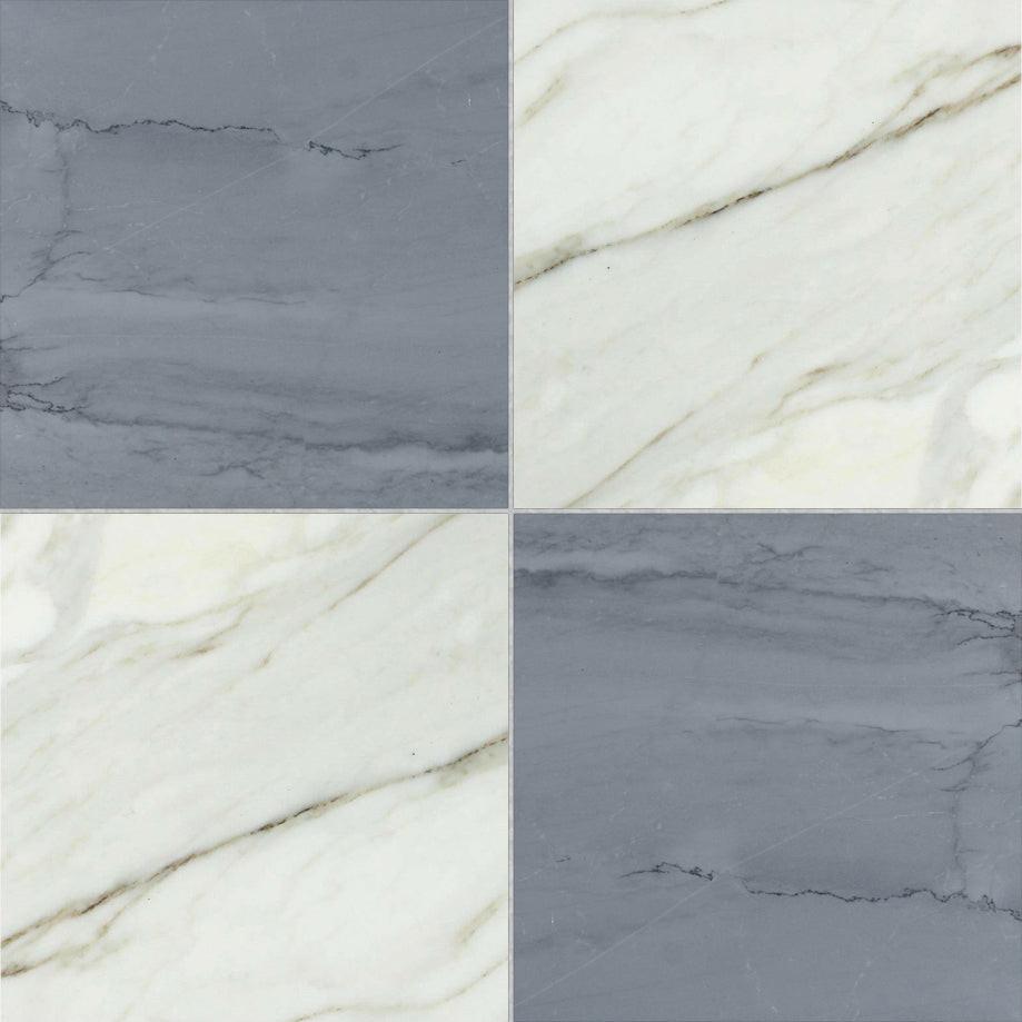 18x18 Checkerboard Tile - Bardiglio Imperiale & Calacatta Gold Polished Marble 18x18 Checkerboard Tile - Bardiglio Imperiale & Calacatta Gold Polished Marble - American Tile Depot