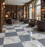 18x18 Checkerboard Tile - Bardiglio Imperiale & Italian Statuary Honed Marble 18x18 Checkerboard Tile - Bardiglio Imperiale & Italian Statuary Honed Marble - American Tile Depot