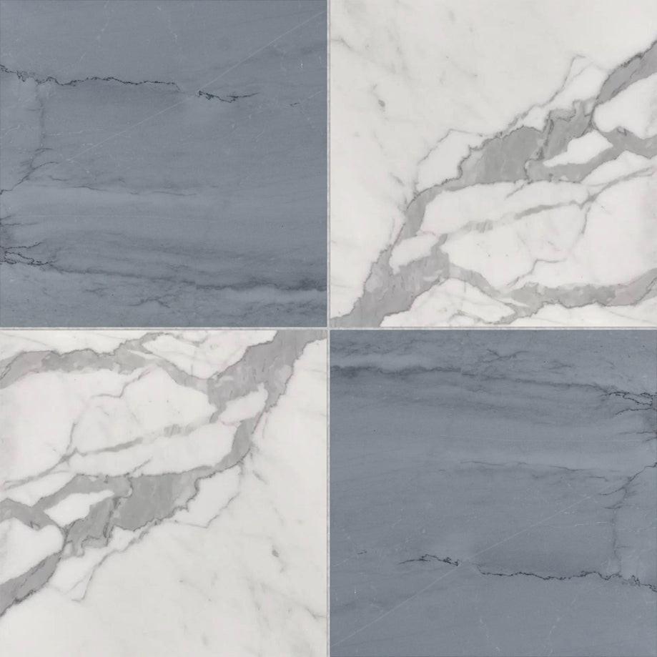 18x18 Checkerboard Tile - Bardiglio Imperiale & Italian Statuary Polished Marble 18x18 Checkerboard Tile - Bardiglio Imperiale & Italian Statuary Polished Marble - American Tile Depot