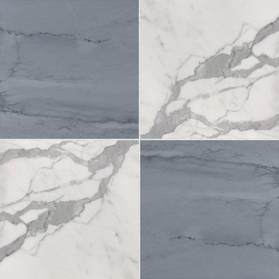 18x18 Checkerboard Tile - Bardiglio Imperiale & Italian Statuary Polished Marble 18x18 Checkerboard Tile - Bardiglio Imperiale & Italian Statuary Polished Marble - American Tile Depot