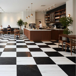 18x18 Checkerboard Tile - Black Marquina & Bianco Dolomite Polished Marble - American Tile Depot