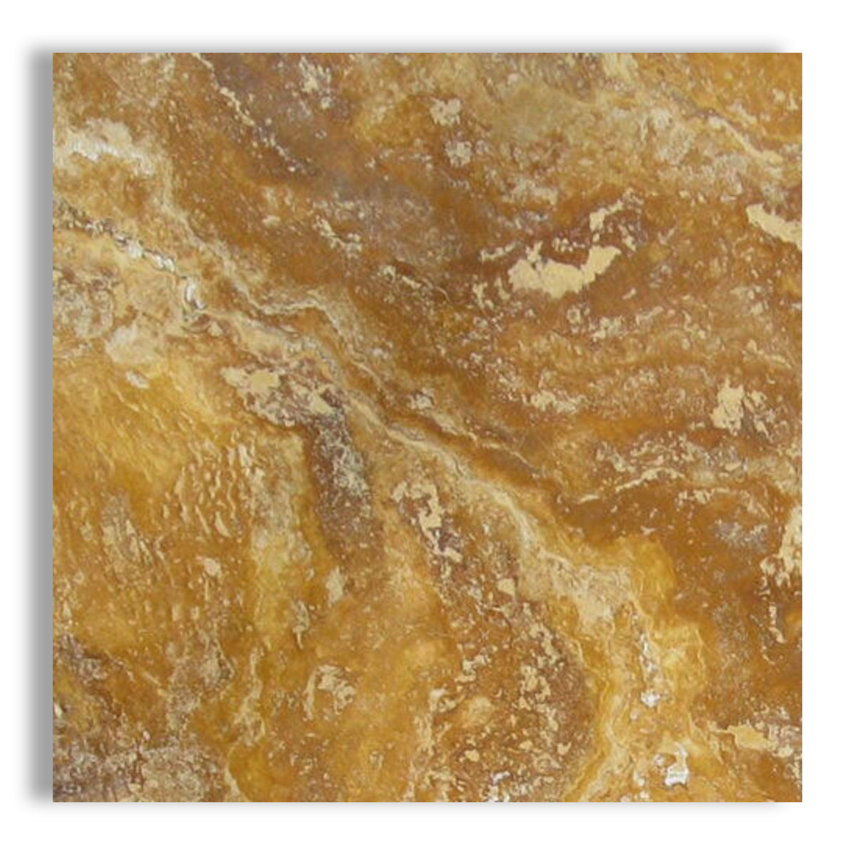 18x18 Gold / Yellow Travertine Filled & Polished Tile - American Tile Depot