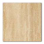 18x18 Ivory Travertine Vein Cut Filled & Honed Tile - American Tile Depot