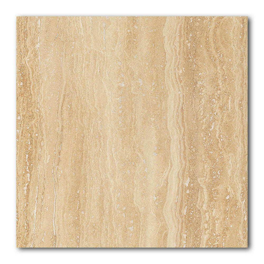 18x18 Ivory Travertine Vein Cut Filled & Polished Tile - American Tile Depot