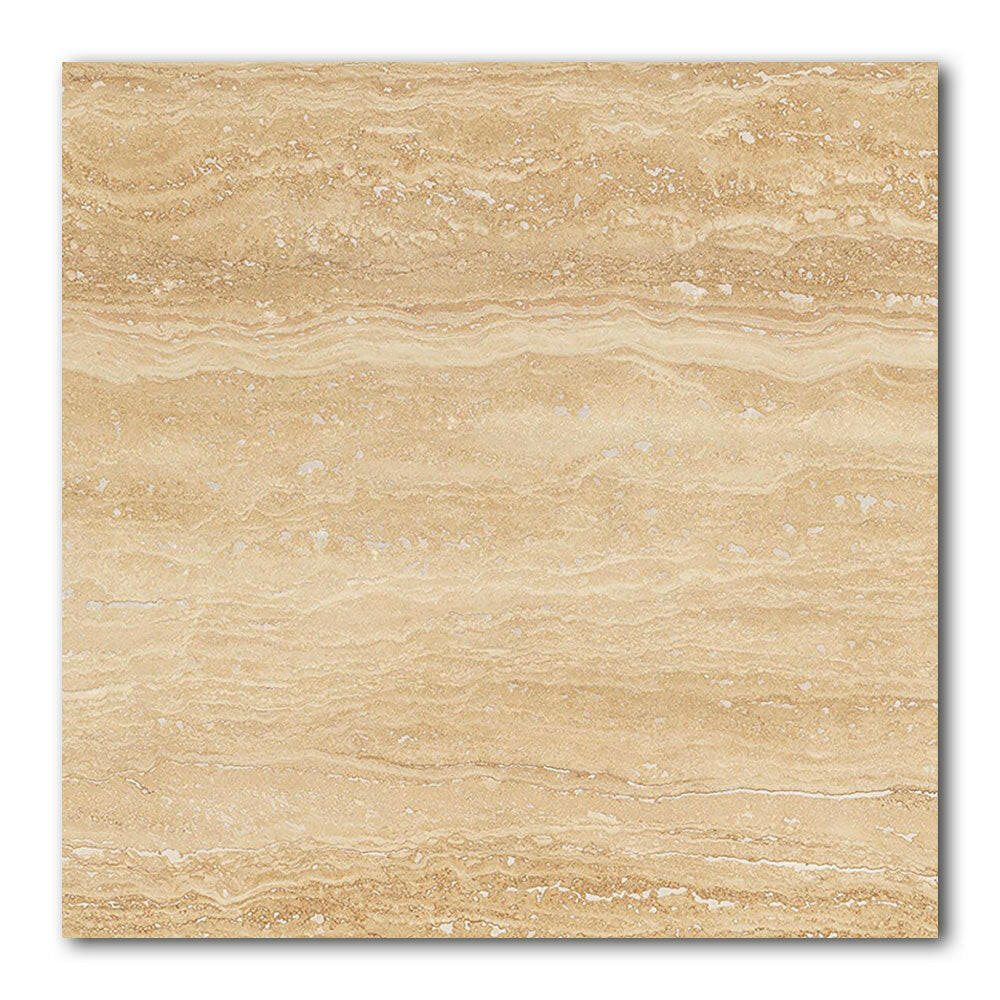 18x18 Ivory Travertine Vein Cut Filled & Polished Tile - American Tile Depot