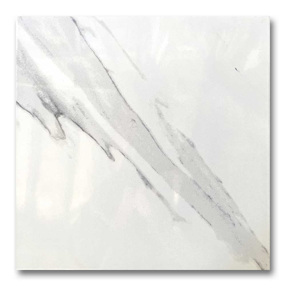 18x18 Luxury White Polished Marble Look Porcelain Tile
