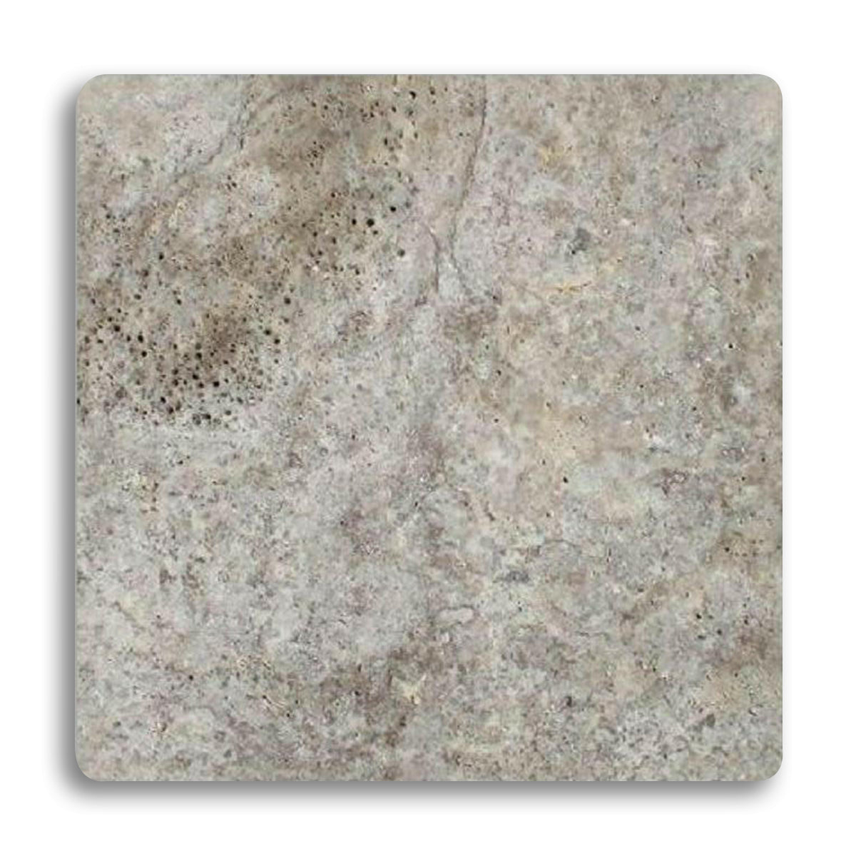 18x18 Silver Travertine Tumbled Tile - American Tile Depot