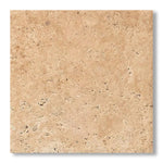 18x18 Walnut Travertine Unfilled, Brushed & Chiseled Tile - American Tile Depot