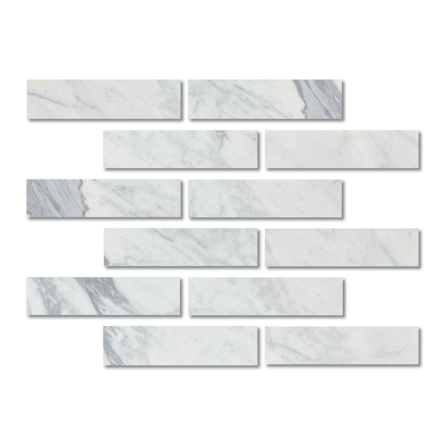 2 X 8 Italian Statuary White Marble Honed Tile-American Tile Depot