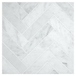 1.25x6 Carrara White Marble Honed Herringbone Mosaic Tile 1.25x6 Carrara White Marble Honed Herringbone Mosaic Tile - American Tile Depot