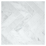 1.25x6 Carrara White Marble Honed Herringbone Mosaic Tile 1.25x6 Carrara White Marble Honed Herringbone Mosaic Tile - American Tile Depot