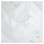1.5x6 Carrara White Marble Polished Herringbone Mosaic Tile 1.5x6 Carrara White Marble Polished Herringbone Mosaic Tile - American Tile Depot