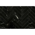 1.25x6 Black Marquina Marble Polished Herringbone Mosaic Tile 1.25x6 Black Marquina Marble Polished Herringbone Mosaic Tile - American Tile Depot