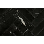 1.25x6 Black Marquina Marble Polished Herringbone Mosaic Tile 1.25x6 Black Marquina Marble Polished Herringbone Mosaic Tile - American Tile Depot
