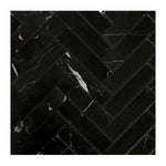 1.25x6 Black Marquina Marble Polished Herringbone Mosaic Tile 1.25x6 Black Marquina Marble Polished Herringbone Mosaic Tile - American Tile Depot