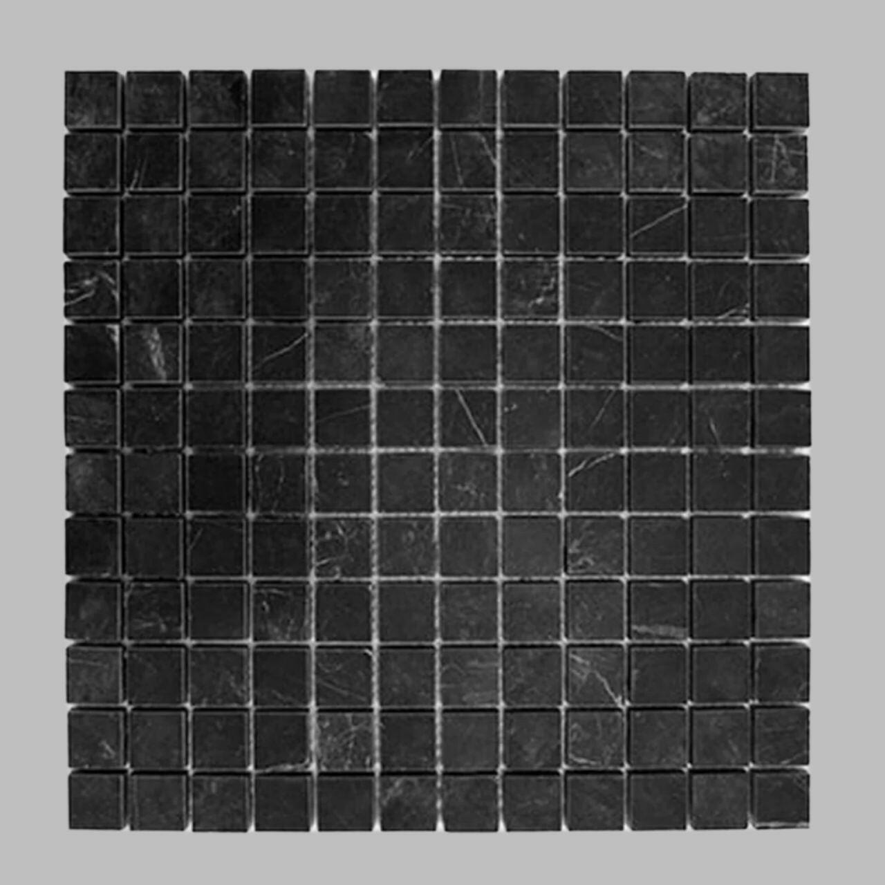 1x1 Black Marquina Marble Honed Mosaic Tile 1x1 Black Marquina Marble Honed Mosaic Tile - American Tile Depot