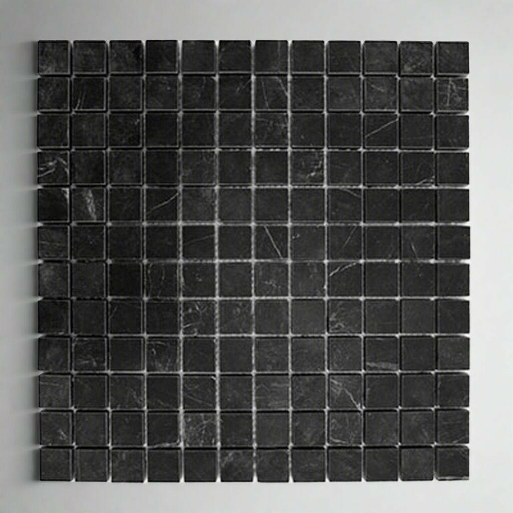 1x1 Black Marquina Marble Honed Mosaic Tile 1x1 Black Marquina Marble Honed Mosaic Tile - American Tile Depot