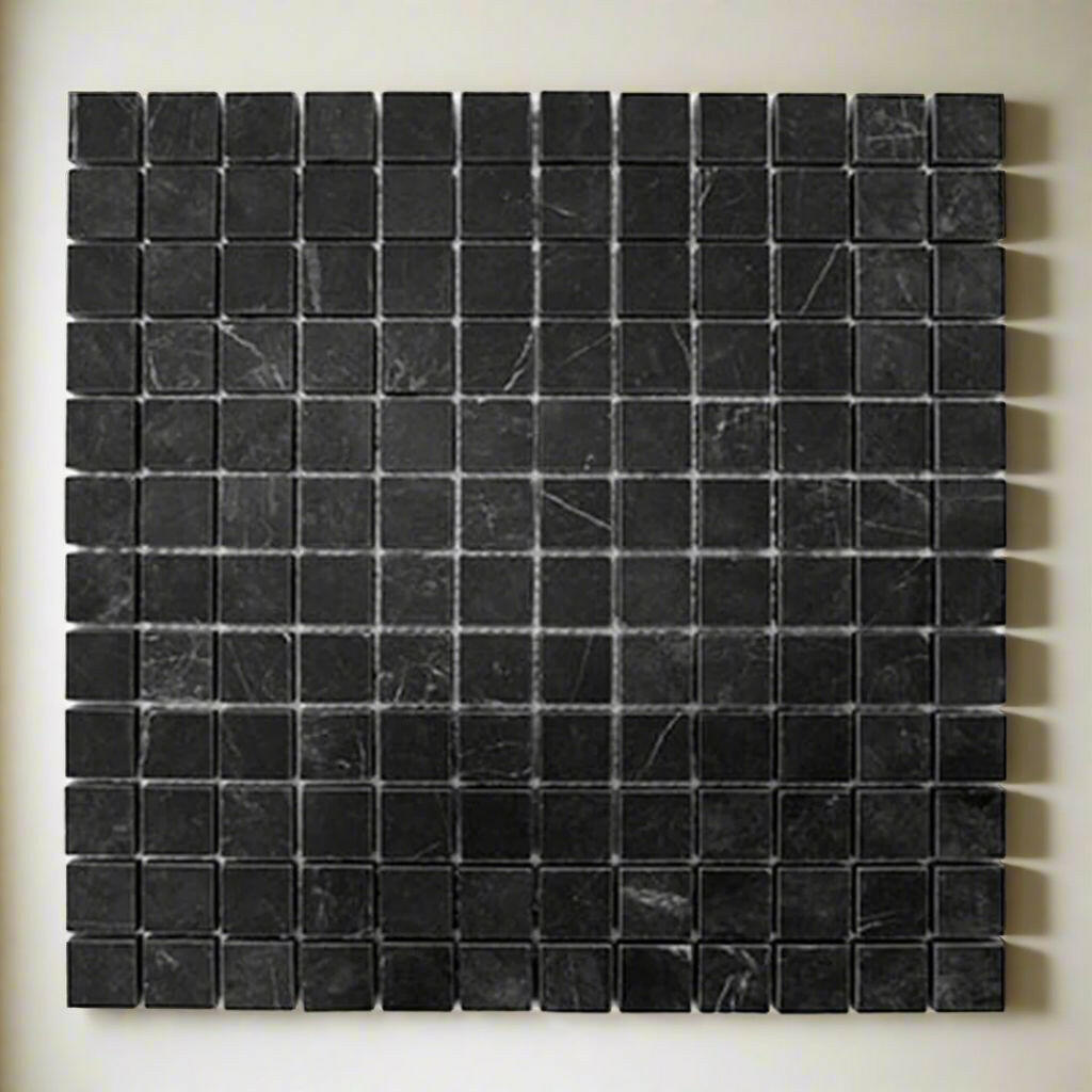 1x1 Black Marquina Marble Honed Mosaic Tile 1x1 Black Marquina Marble Honed Mosaic Tile - American Tile Depot