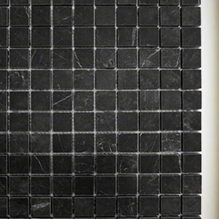 1x1 Black Marquina Marble Honed Mosaic Tile 1x1 Black Marquina Marble Honed Mosaic Tile - American Tile Depot