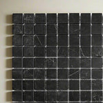 1x1 Black Marquina Marble Honed Mosaic Tile 1x1 Black Marquina Marble Honed Mosaic Tile - American Tile Depot