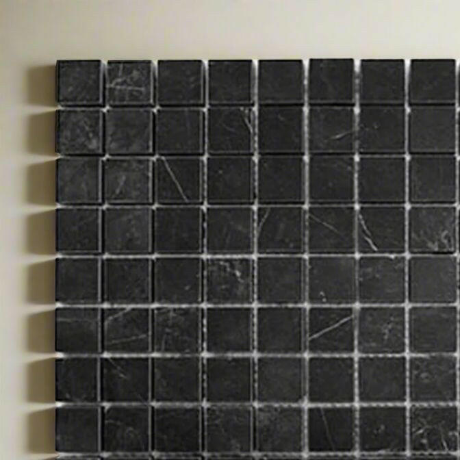 1x1 Black Marquina Marble Honed Mosaic Tile 1x1 Black Marquina Marble Honed Mosaic Tile - American Tile Depot