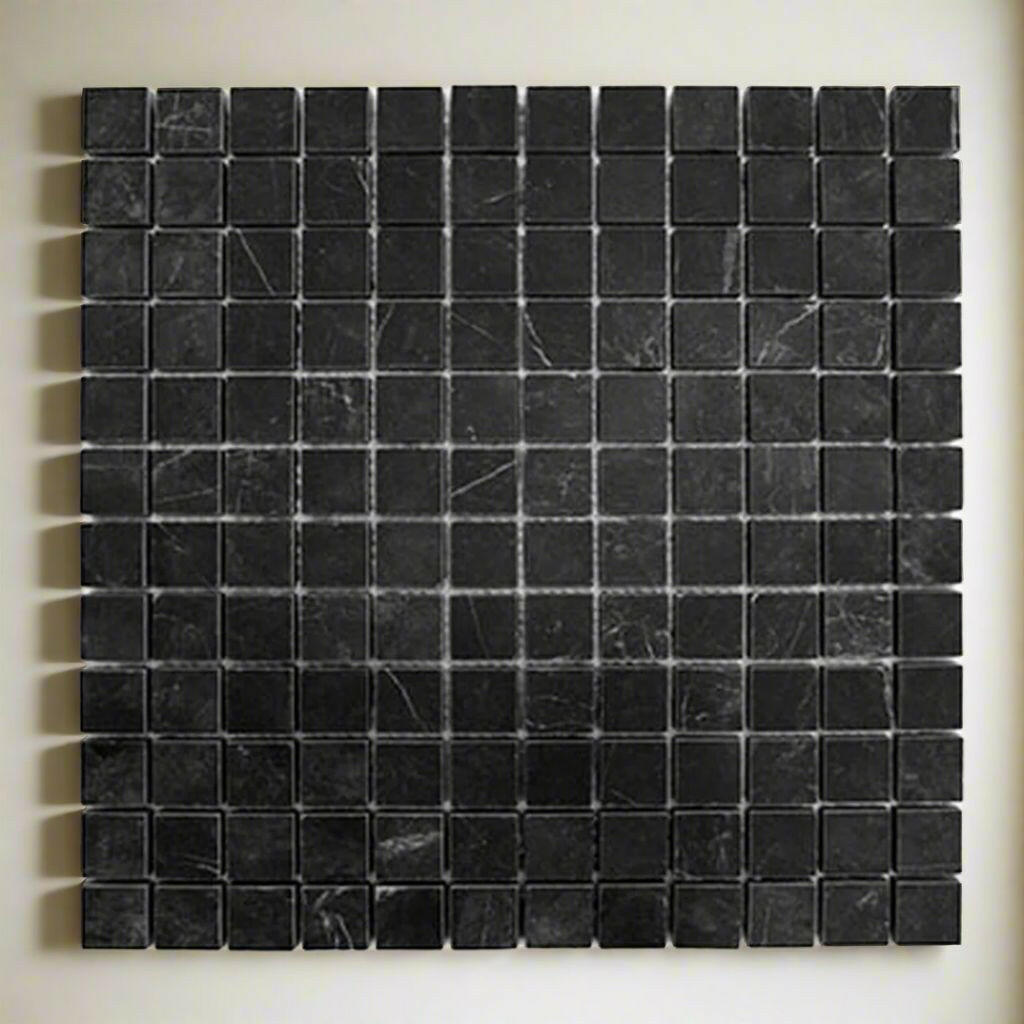 1x1 Black Marquina Marble Honed Mosaic Tile 1x1 Black Marquina Marble Honed Mosaic Tile - American Tile Depot