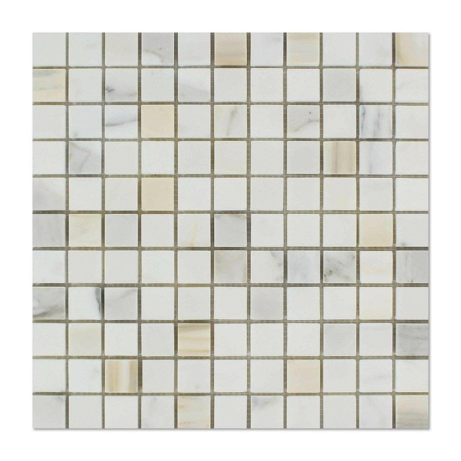 1x1 Calacatta Gold Marble Honed Mosaic Tile 1x1 Calacatta Gold Marble Honed Mosaic Tile - American Tile Depot