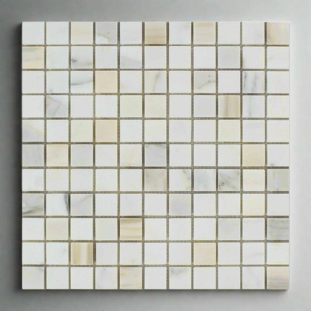 1x1 Calacatta Gold Marble Polished Mosaic Tile 1x1 Calacatta Gold Marble Polished Mosaic Tile - American Tile Depot