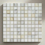 1x1 Calacatta Gold Marble Polished Mosaic Tile 1x1 Calacatta Gold Marble Polished Mosaic Tile - American Tile Depot