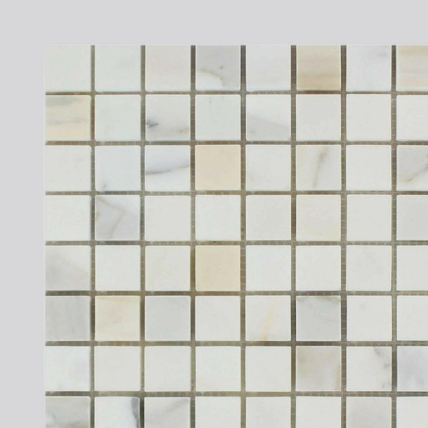 1x1 Calacatta Gold Marble Polished Mosaic Tile 1x1 Calacatta Gold Marble Polished Mosaic Tile - American Tile Depot