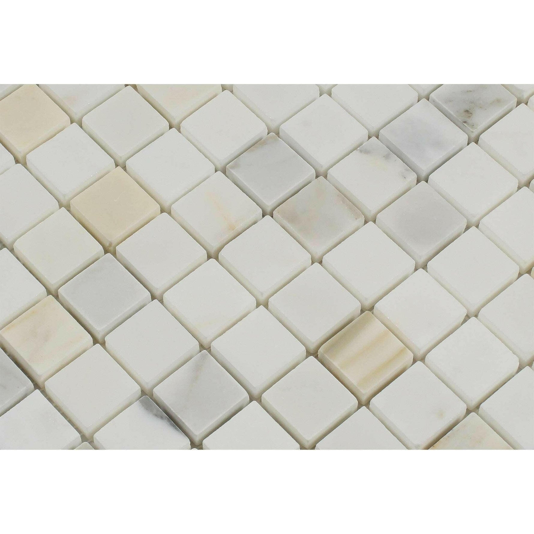 1x1 Calacatta Gold Marble Polished Mosaic Tile 1x1 Calacatta Gold Marble Polished Mosaic Tile - American Tile Depot