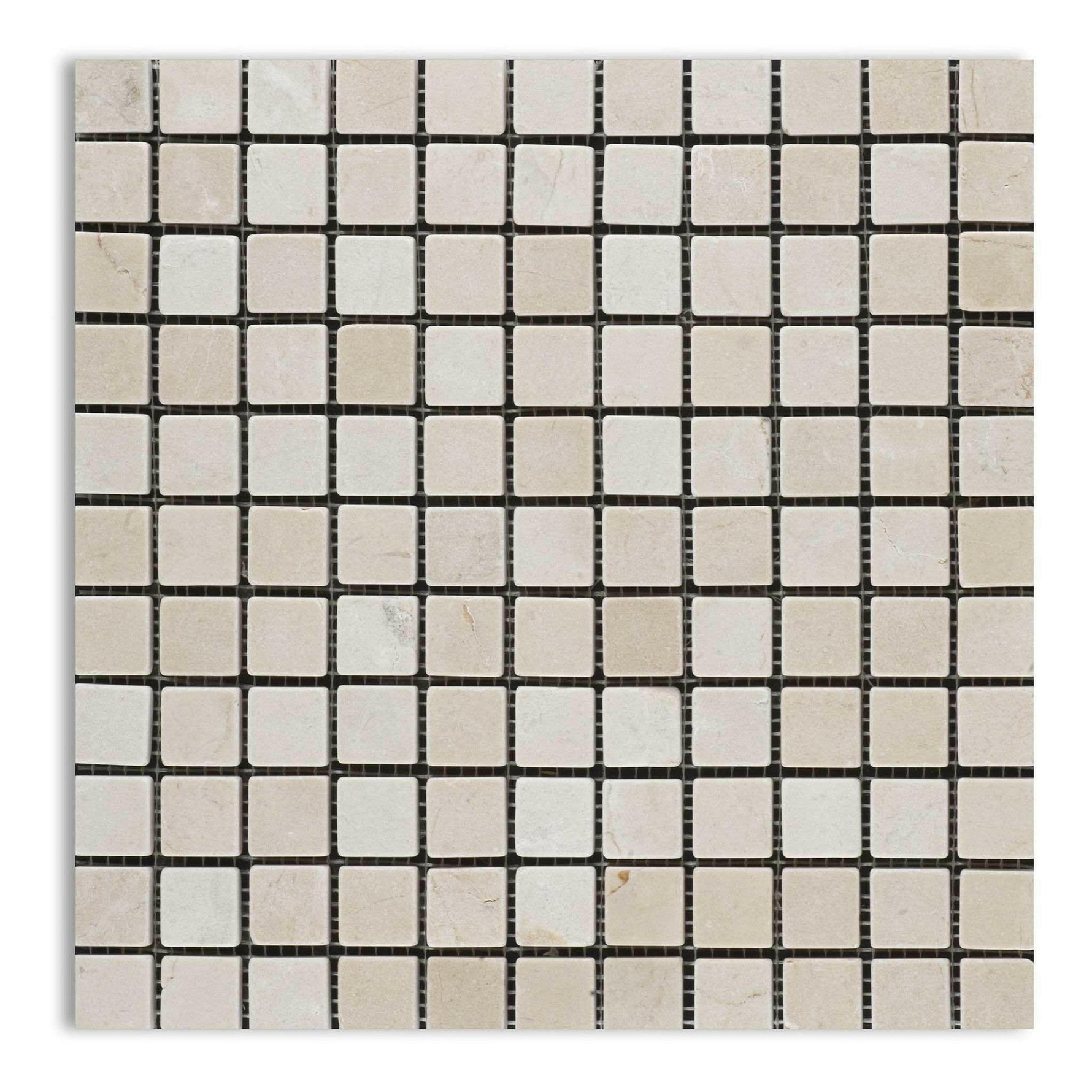 1x1 Crema Marfil Marble Tumbled Mosaic Tile 1x1 Crema Marfil Marble Tumbled Mosaic Tile - American Tile Depot