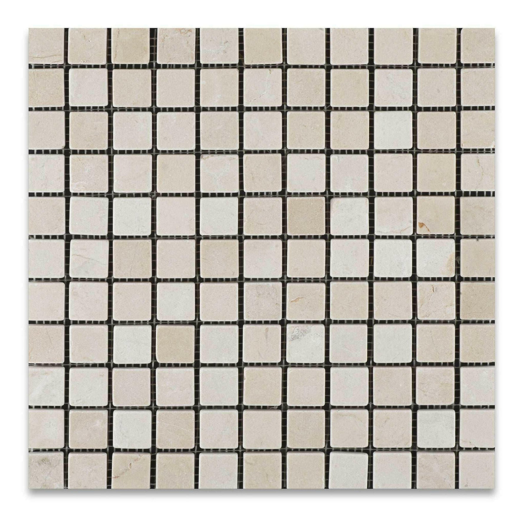 1x1 Crema Marfil Marble Tumbled Mosaic Tile 1x1 Crema Marfil Marble Tumbled Mosaic Tile - American Tile Depot