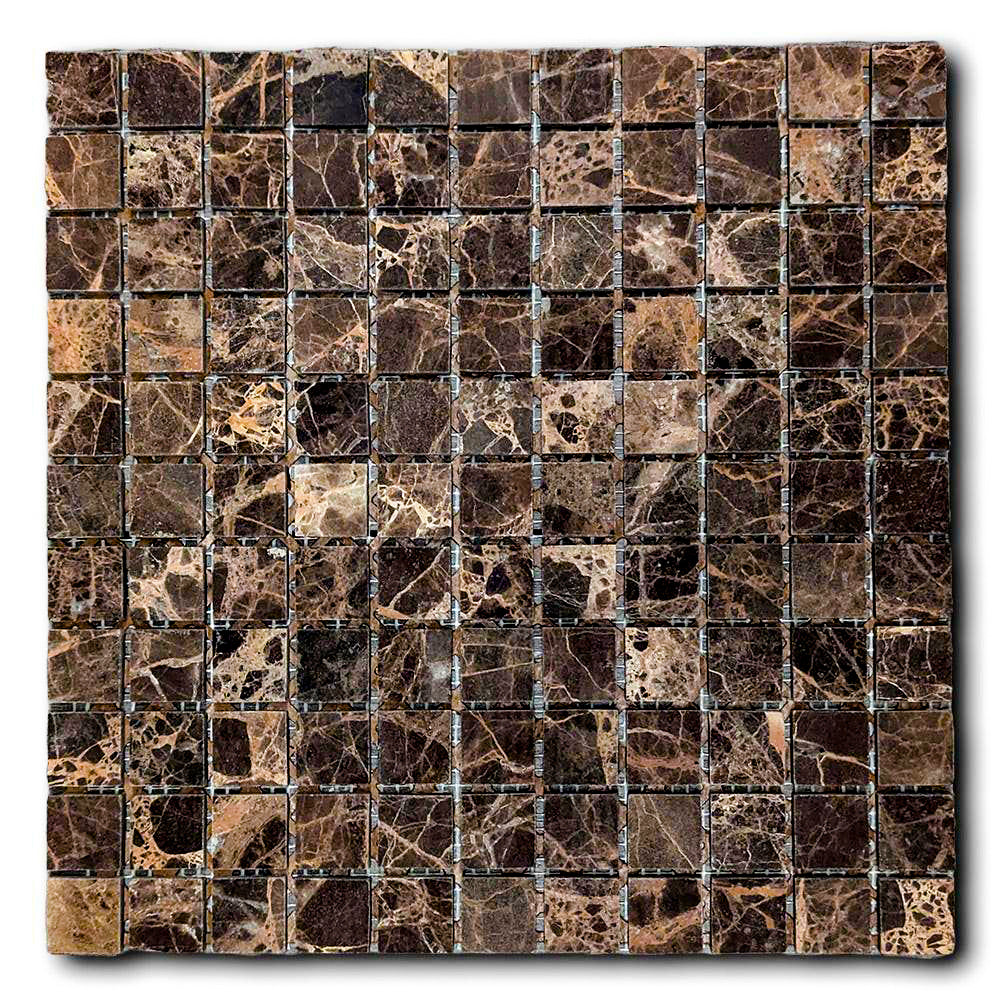 1x1 Emperador Dark Marble Honed Mosaic Tile 1x1 Emperador Dark Marble Honed Mosaic Tile - American Tile Depot
