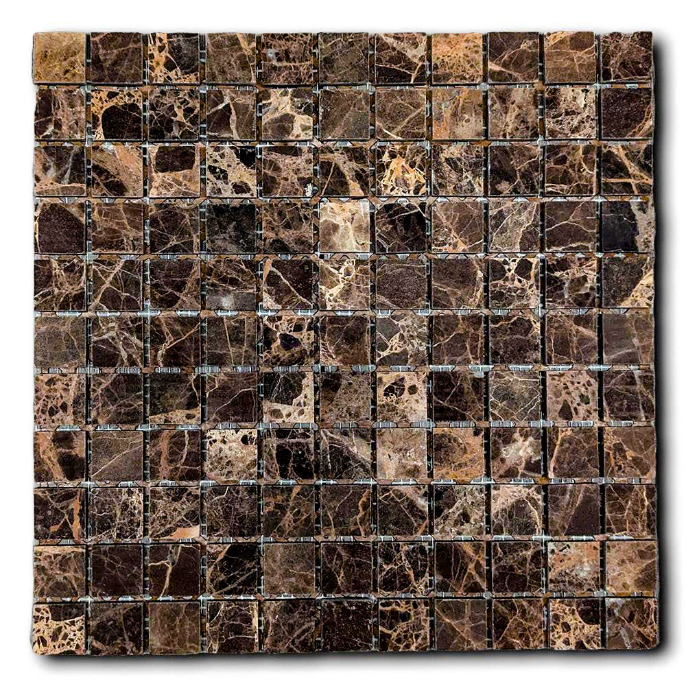 1x1 Emperador Dark Marble Honed Mosaic Tile - American Tile Depot