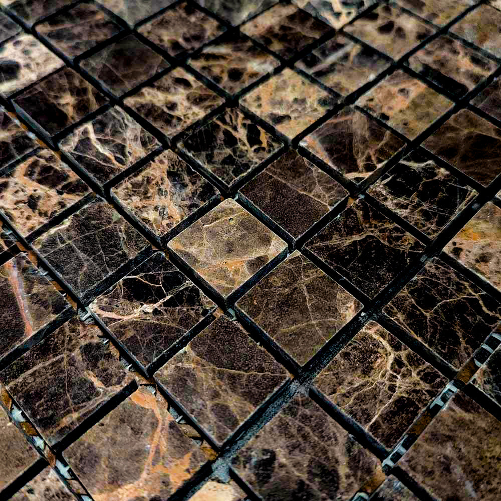 1x1 Emperador Dark Marble Honed Mosaic Tile - American Tile Depot